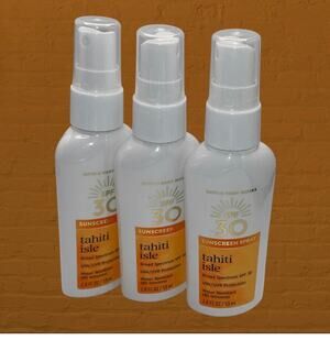 Bath & Body Works Tahiti Isle SPF 30 Sunscreen Spray 1.8 oz Lot of 3 BBW Travel